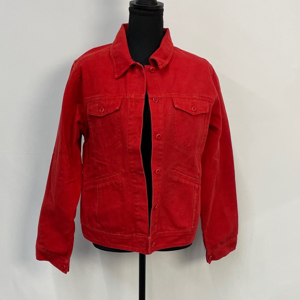 Isda & Co Red Denim Jacket, size Large